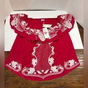 Buddy Love red off the shoulder lightweight top size large NWT